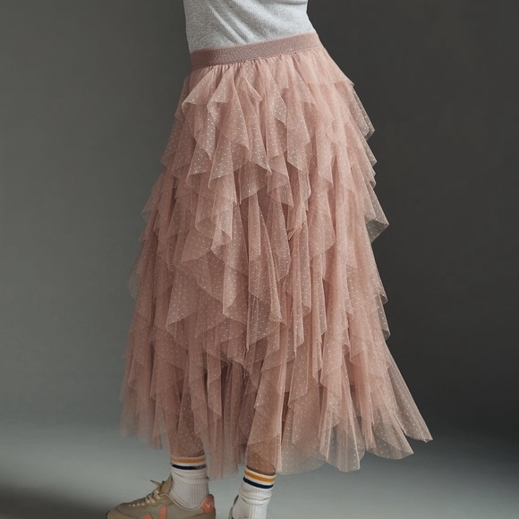 Anthropologie Pink Tulle ballerina skirt tiers NWT S 8-10 - Picture 11 of 12